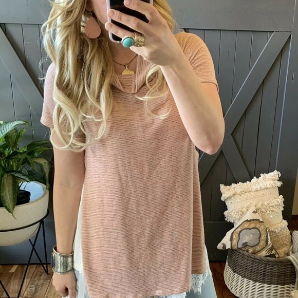 Figleaffashion Tops - Boutique Pink Mock Neck Hi Low Summer Knit Top